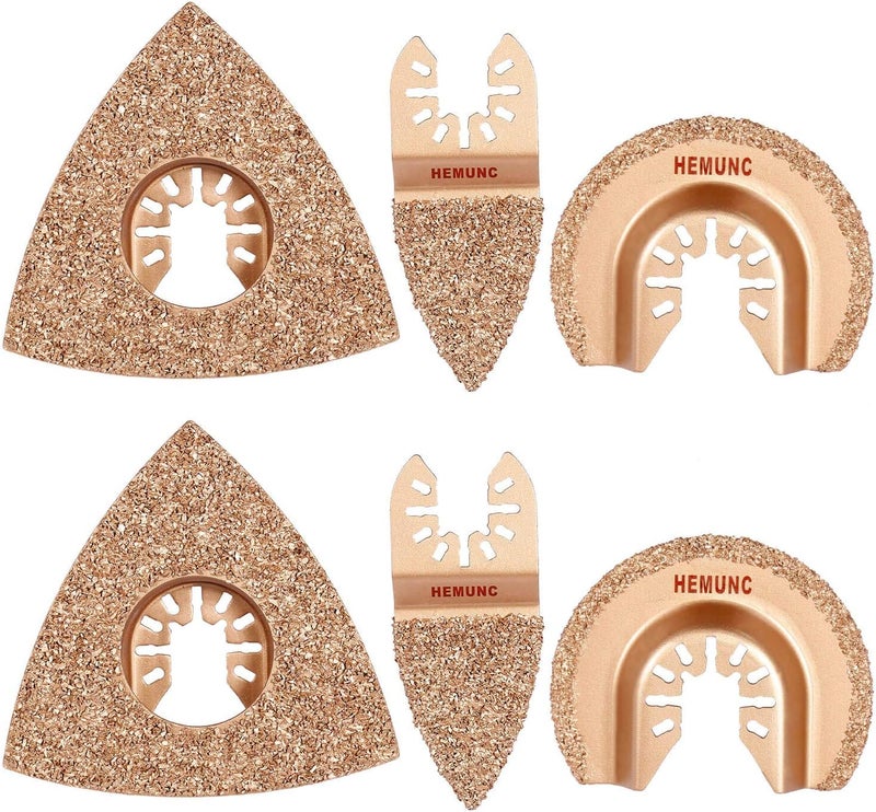 HEMUNC 6pcs Universal Carbide Oscillating Saw Blades, Mixed Multitool Saw Blades - Image 1